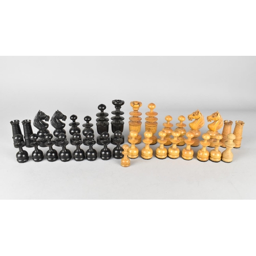 3 - A Late 19th/Early 20th Century Chess Set, Knights with Glass Eyes and Kings 10cms High, One White Pa... 