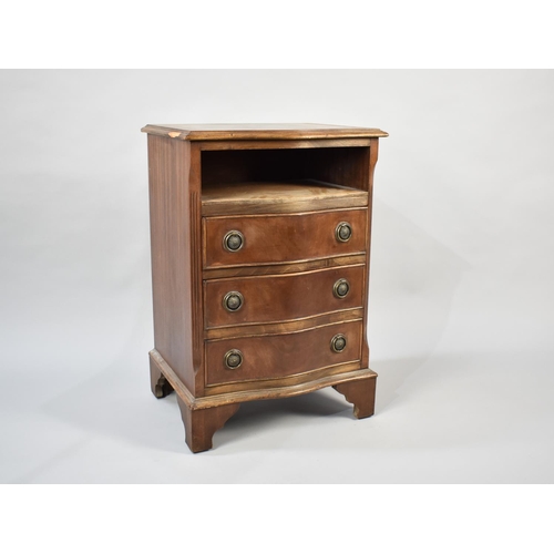 35 - A Late 20th Century Serpentine Fronted Small Chest of Three Drawers with Open Section Over, Reeded C... 