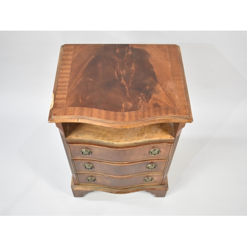 35 - A Late 20th Century Serpentine Fronted Small Chest of Three Drawers with Open Section Over, Reeded C... 