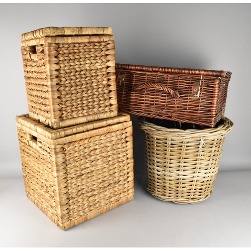 443 - A Collection of Various Wicker Items to Comprise Bin, Hamper etc