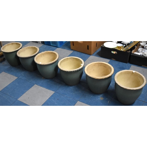 445 - Six Glazed Plant Pots, 27cm high