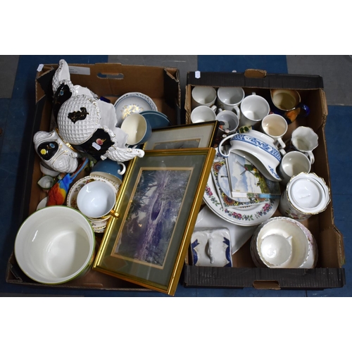 446 - A Collection of Various Ceramics, Mugs, Prints Plates Etc