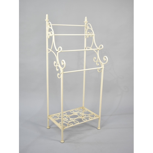 469 - A Cream Painted Wrought Iron Towel Rail, 45cms Wide and 108cms High