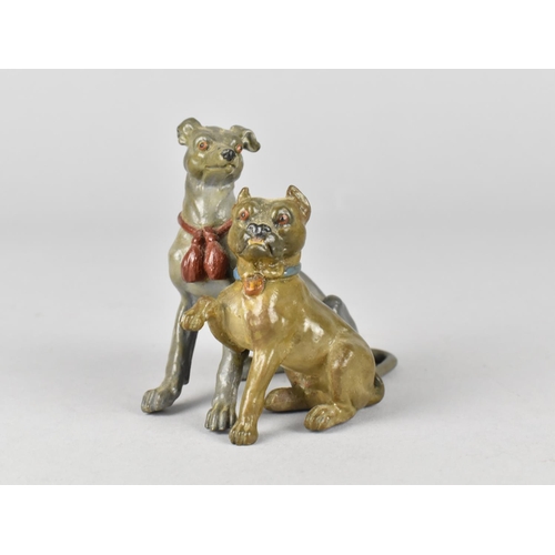 47 - A Heavy Austrian Cold Painted Bronze Study of Greyhound and Bulldog, 8cms High