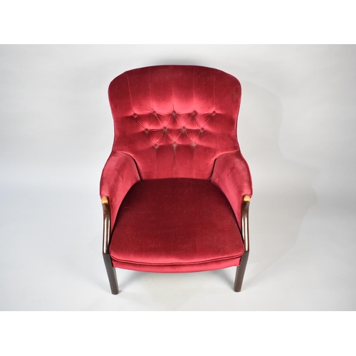 486 - A Ladies Nursing Armchair with Buttoned Upholstery