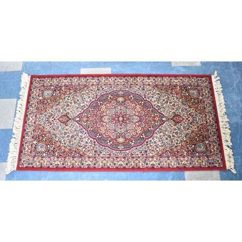 490 - A Super Keshan Patterned Woollen Rug, 180x90cms