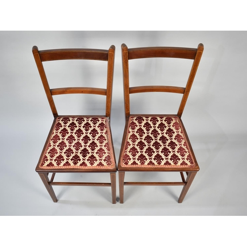 492 - A Pair of String Inlaid Edwardian Bedroom Chairs