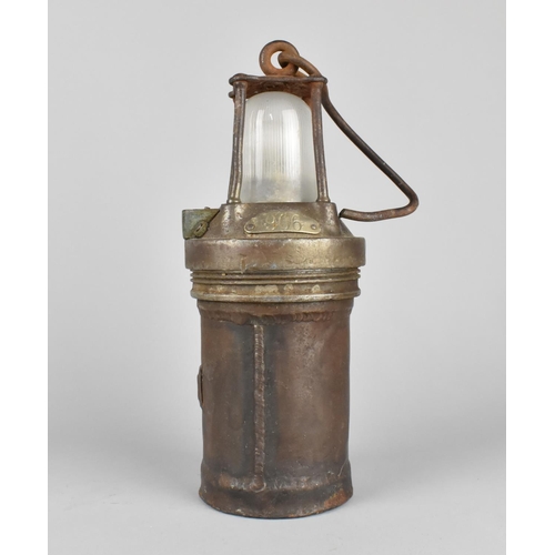 56 - A Vintage Miners Safety Lamp Stamped KGO, Oldham Type, 28cms High