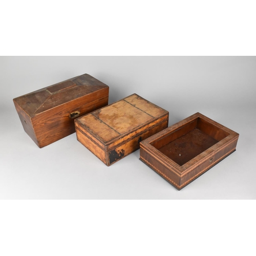 60 - A Mid 19th Century Rosewood Two Division Tea Caddy for Full Restoration having Two Removable Tea Box... 