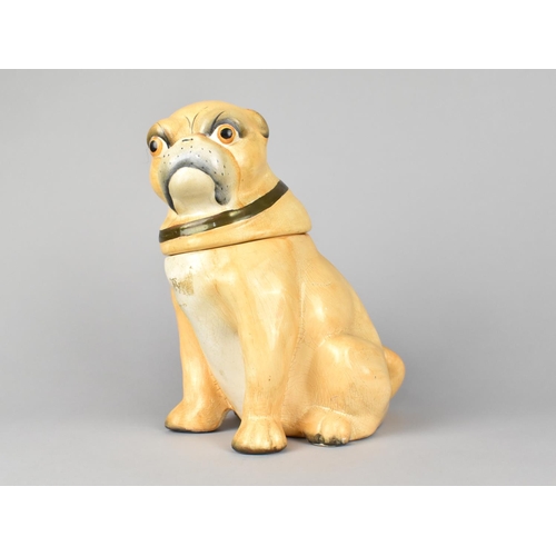 66 - A Continental Glazed Novelty Tobacco Pot in the Form of a Bulldog, 20cms HIgh