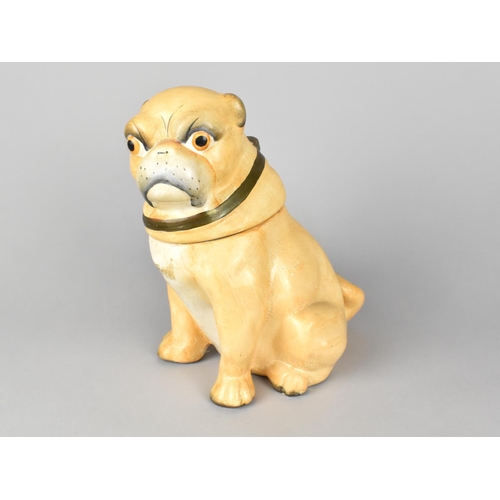 66 - A Continental Glazed Novelty Tobacco Pot in the Form of a Bulldog, 20cms HIgh