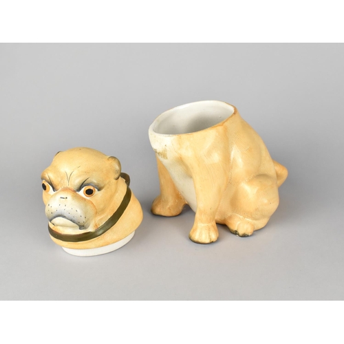 66 - A Continental Glazed Novelty Tobacco Pot in the Form of a Bulldog, 20cms HIgh