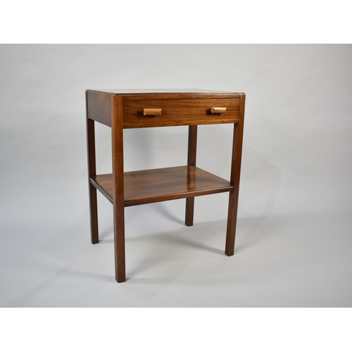 69 - A Mid 20th Century Rectangular Side Table with Single Drawer and Stretcher Shelf, 52cms Wide and 69c... 