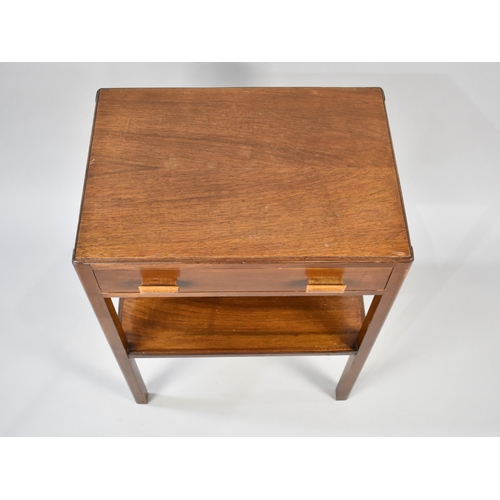 69 - A Mid 20th Century Rectangular Side Table with Single Drawer and Stretcher Shelf, 52cms Wide and 69c... 