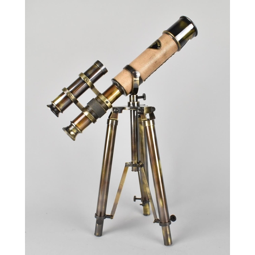 74 - A Reproduction Desktop Model of a Telescope on Tripod as Made by Kelvin and Hughes, London 1917, Lea... 