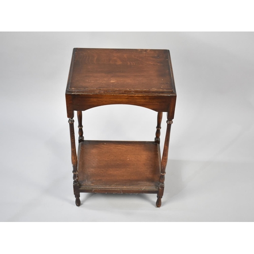 78 - A Mid 20th Century Oak Two Tier Stand with Spindle Supports, 38cms Wide and 63cms High