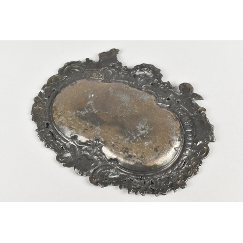 109 - A 19th Century French Pewter Pin Dish Decorated with Cherubs, Garlands of Flowers and Scrolls, 15cms... 