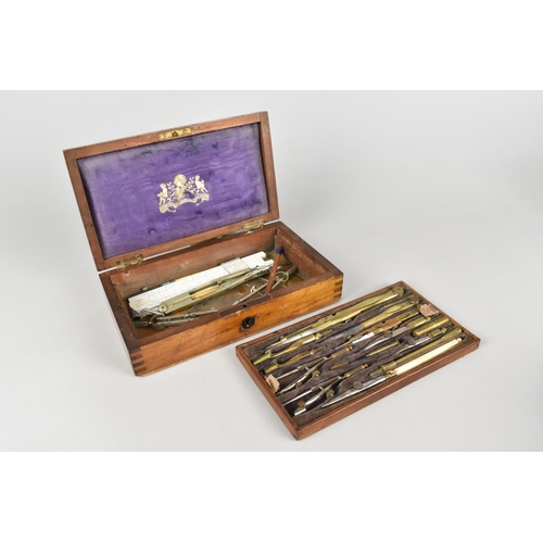 112 - A Vintage French Drawing Set with Hinged Lid to Removable Tray, 21cms Wide