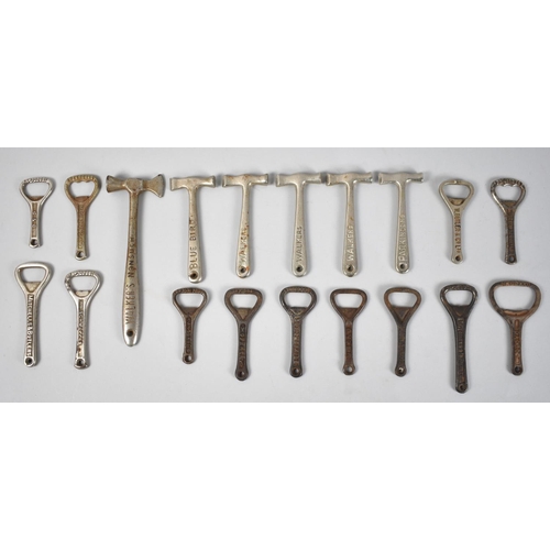 115 - A Collection of Various Vintage Advertising Bottle Openers, Toffee Hammers Etc