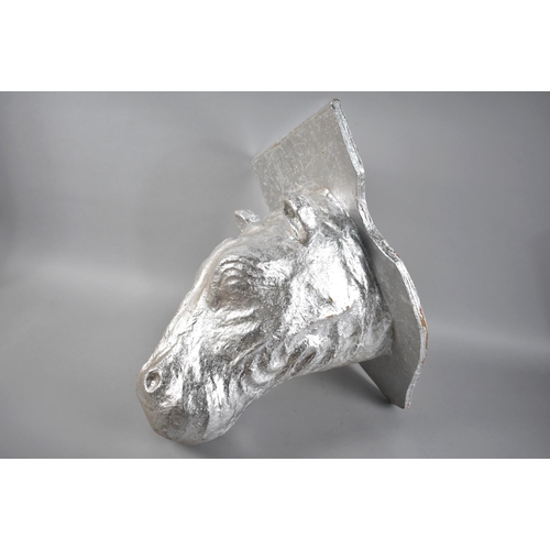 119 - A Silver Painted Polystyrene Model of a Trophy Hippopotamus on Shield Mount, 47cms Long