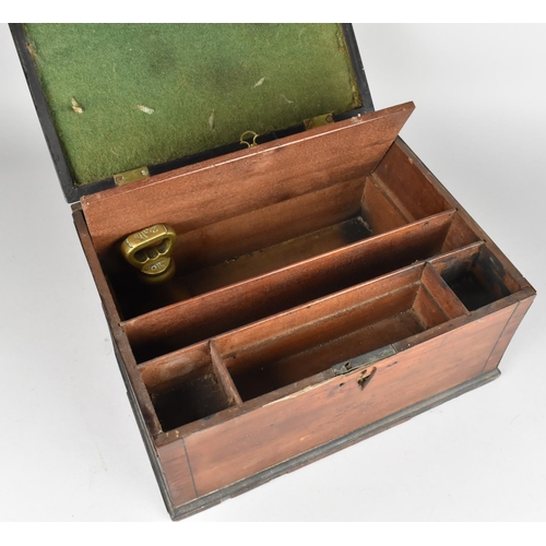 12 - A 19th Century Inlaid Work/Writing Box with Hinged Lid to Fitted Interior having Secret Compartment ... 