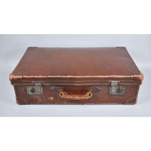 121 - A Vintage Hide Suitcase, 60cms Wide