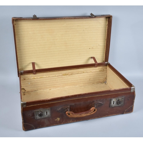 121 - A Vintage Hide Suitcase, 60cms Wide