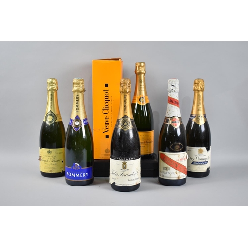 129 - A Collection of Six Bottles of Champagne to include Pommery, Joseph Perrier, Dry Monopole, Mumm Cord... 