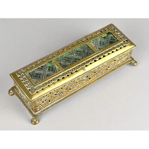 2 - A Late 19th Century Brass Potpourri Box with Pierced Sides and Lid, 19cms Wide