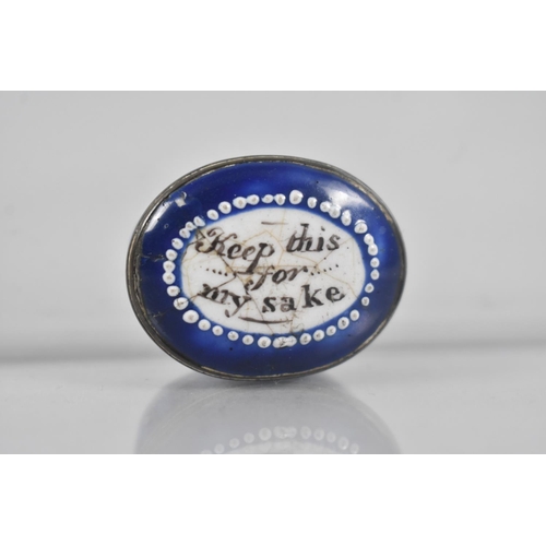 20 - A Miniature 19th Century Bilston Enamelled Oval Box, Lid Inscribed 