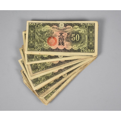 A Collection of Rare WW2 (1940) Japanese 50 Sen Military Issue Bank Notes