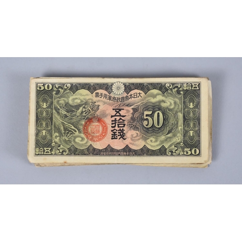 A Collection of Rare WW2 (1940) Japanese 50 Sen Military Issue Bank Notes
