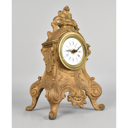 26 - A French Gilt Metal Mantel Clock, 22cms High, Movement In Need of Attention