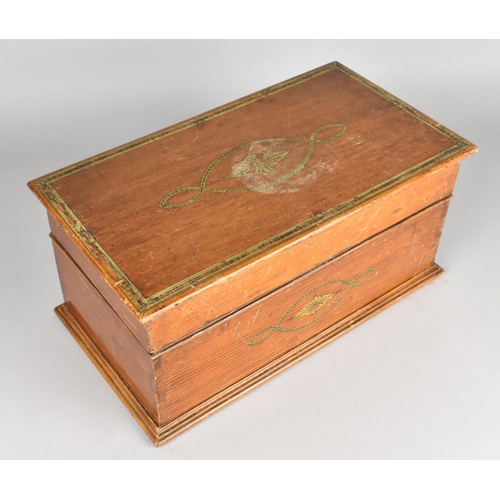 33 - An Edwardian Rectangular Work Box with Painted Stringing to Hinged Lid, Fitted Interior with Two Box... 