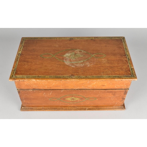 33 - An Edwardian Rectangular Work Box with Painted Stringing to Hinged Lid, Fitted Interior with Two Box... 