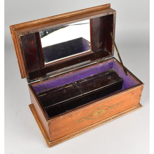 33 - An Edwardian Rectangular Work Box with Painted Stringing to Hinged Lid, Fitted Interior with Two Box... 