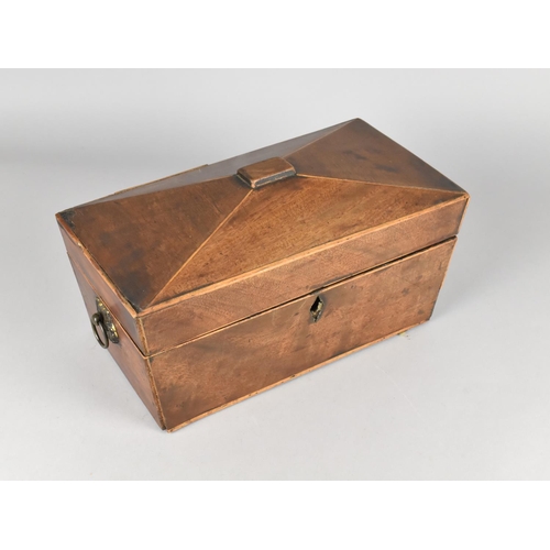 35 - A Mid 19th Century Mahogany Sarcophagus Shaped Tea Caddy, Internally Stripped for Full Restoration, ... 