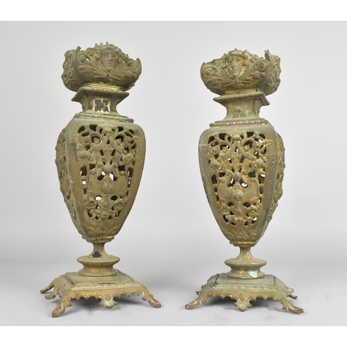 39 - A Pair of Gilt Decorated Spelter French Vases, 26cms High