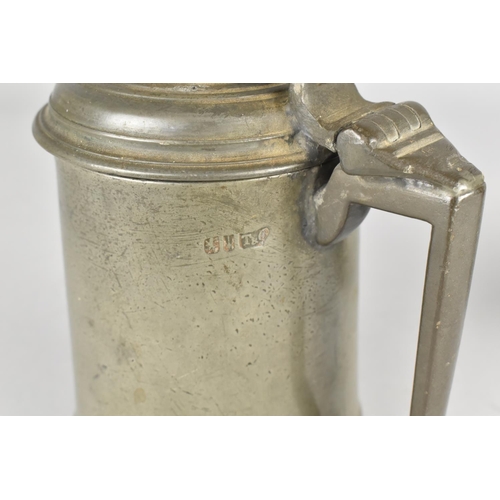 43 - A 19th Century Pewter Tankard with Hinged Lid together with a Pewter Tankard Monogrammed MI and a Hi... 