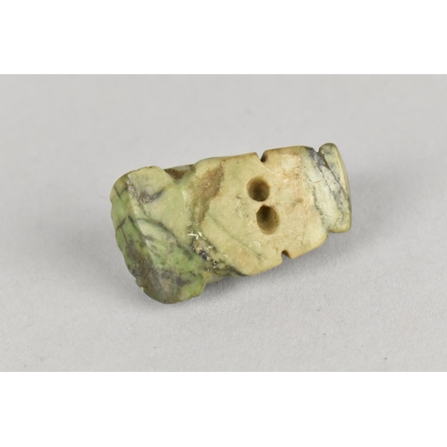 45 - A Small Mexican Mixtec Type Carved Green Stone Pendant of Figural Form in the 13th-15th Century Styl... 