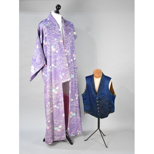 496 - An Oriental Silk Robe and a 19th Century Silk Waistcoat, Condition Issues