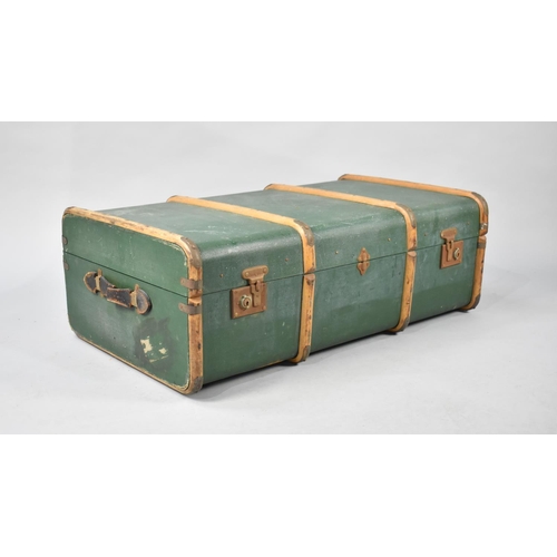 502 - A Vintage Wooden Banded Travelling Trunk, 91cms Wide