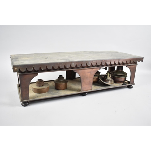 503 - A Late 19th Century Copper Table Top Food Warming Plate with burners, 51cms Wide