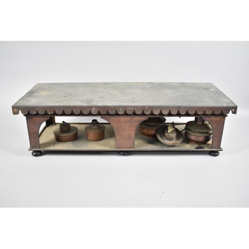 503 - A Late 19th Century Copper Table Top Food Warming Plate with burners, 51cms Wide