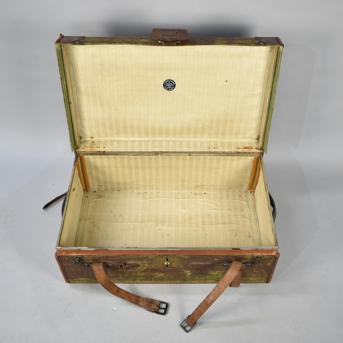 504 - A Vintage Canvas Covered and Leather Mounted Travelling Trunk, 76cms Wide