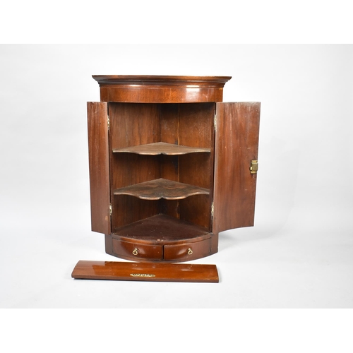 519 - A Reproduction Mahogany Bow Fronted Corner Cabinet, One Door Requires Repair, 63cms Wide