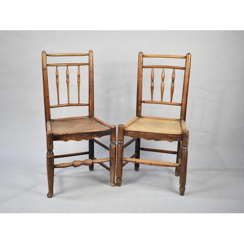 526 - A Near Pair of 19th Century Spindle Back Ash Wood Side Chairs