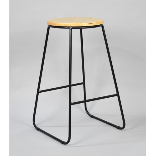 529 - A Modern Circular Topped Metal Framed Stool, 32cms Diameter