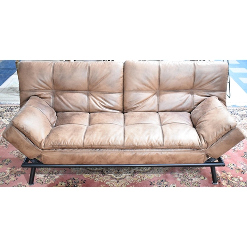 536 - A Vintage Style Late 20th Century Leather Effect Bed Settee