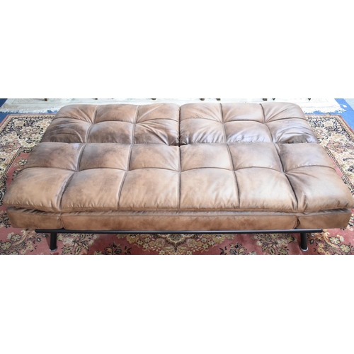 536 - A Vintage Style Late 20th Century Leather Effect Bed Settee